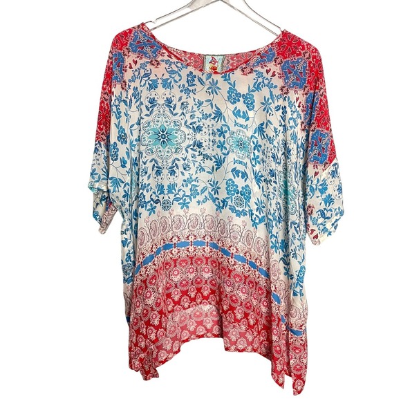 Johnny Was Womens Floral Bohemian Romantic Lightweight Tunic Size Small